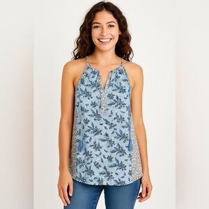 Fleur Bleue Bohemian Airy Floral Frenzy Blue Halter Festivalcore Coastal Vibes